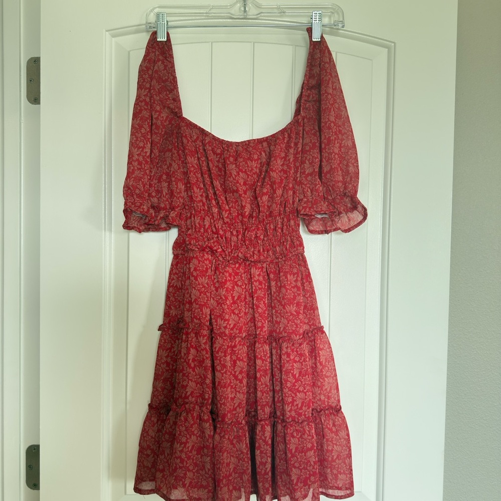 Elegant Red Floral Dress